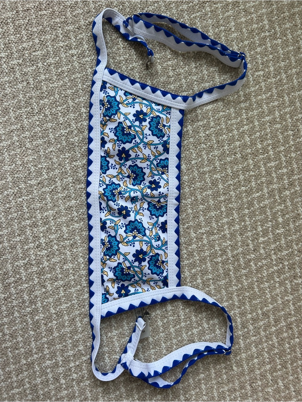 Women’s Blue and White Floral Bikini Top